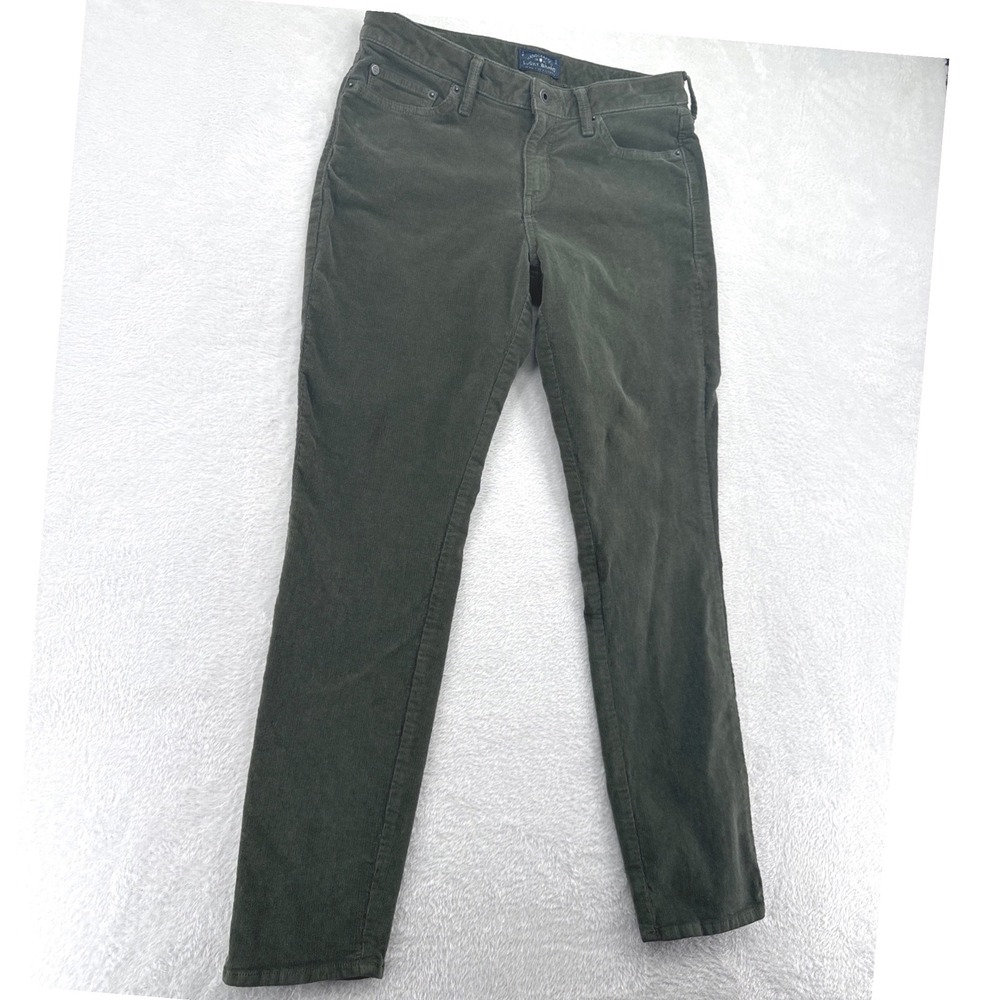 Lucky Brand Corduroy Womens Pants 8/29 Green Lolita Skinny Mid Rise Cords